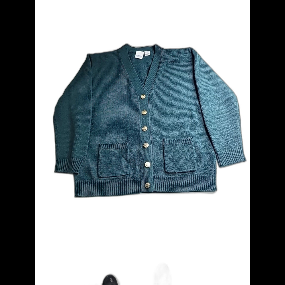 Katherine Bishop Women's Size XL Dark Green Cardigan Read